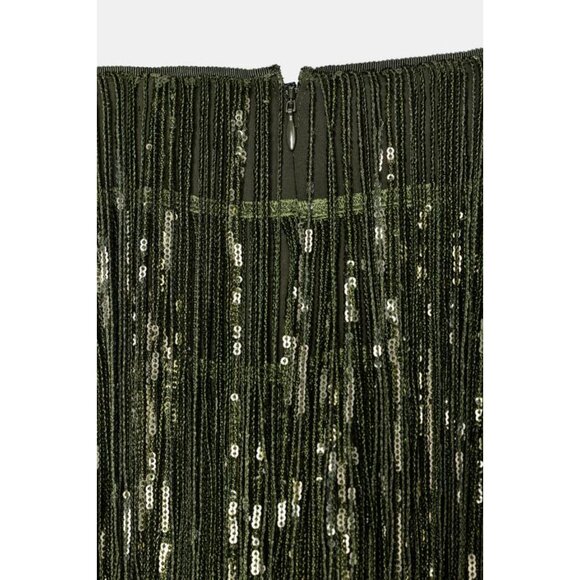 ZARA ZW COLLECTION LIMITED EDITION SEQUIN FRINGE SKIRT - Picture 8 of 8
